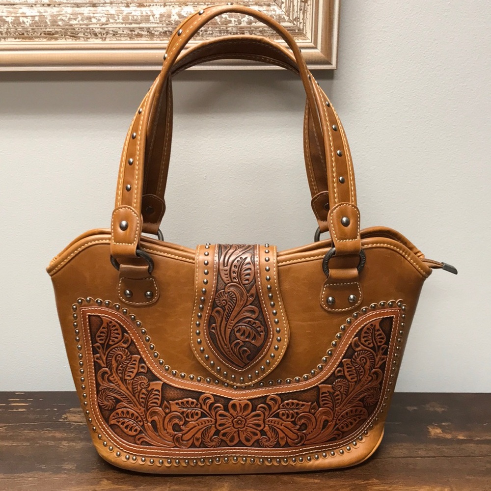 Montana West Tooling Studded Concealed Carry Handbag
